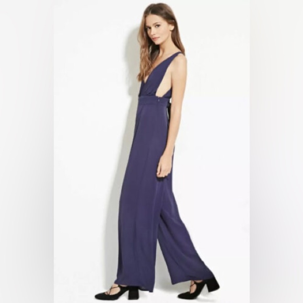 Forever 21 Blue Chiffon Jumpsuit